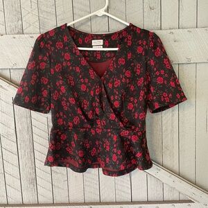 Meadow Rue Anthropologie Floral V Neck size S